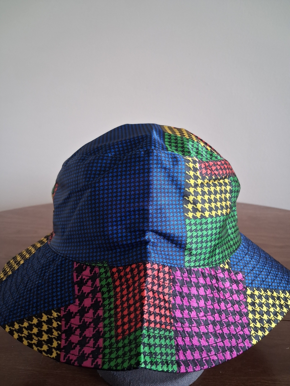 Women's Multicolor Houndstooth Patchwork Bucket Hat